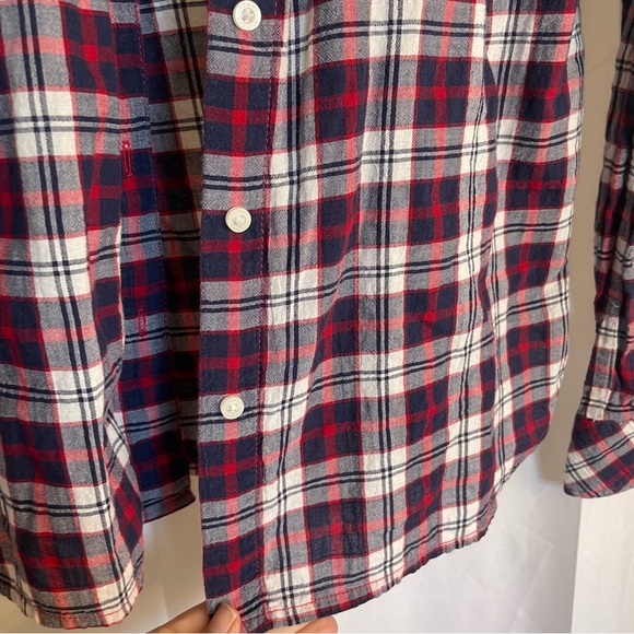 TOMMY HILFIGER Women’s Red Navy Plaid Button Down Long Sleeve Shirt Size Small - Picture 7 of 13